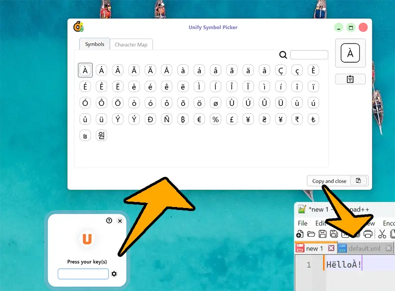 Screenshot of Unify's HotKey Extender